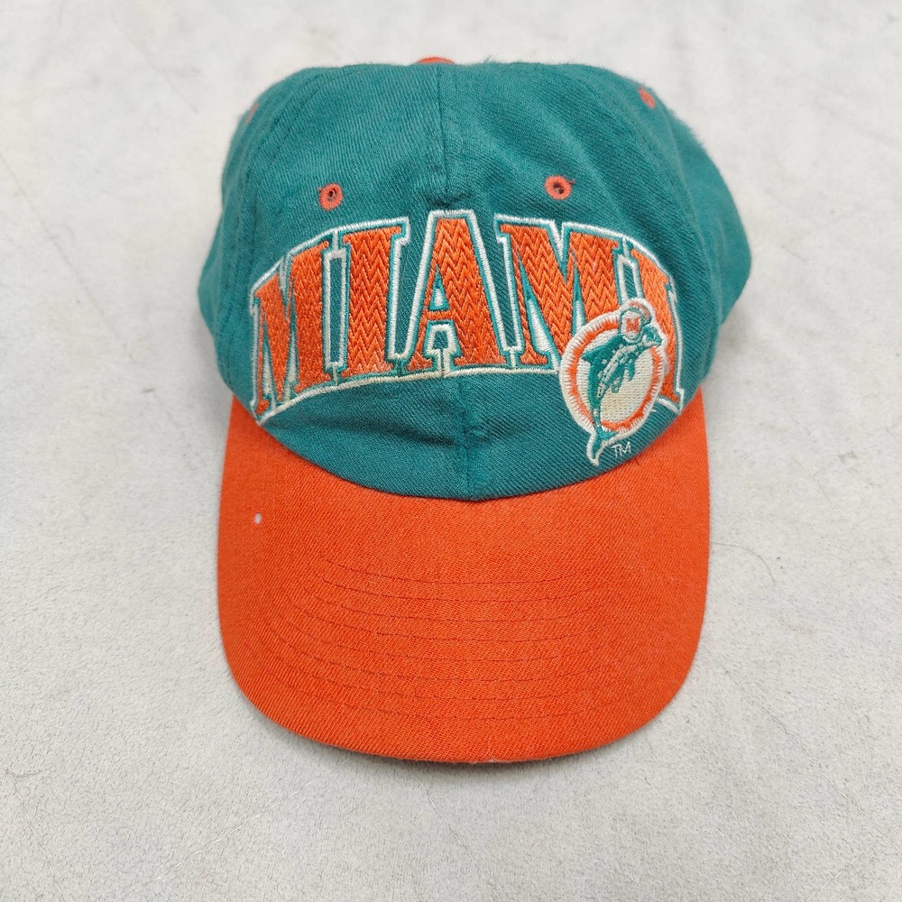 Vintage Starter Miami Dolphins Baseball Cap 90s 100% Wool Green Orange Vtg